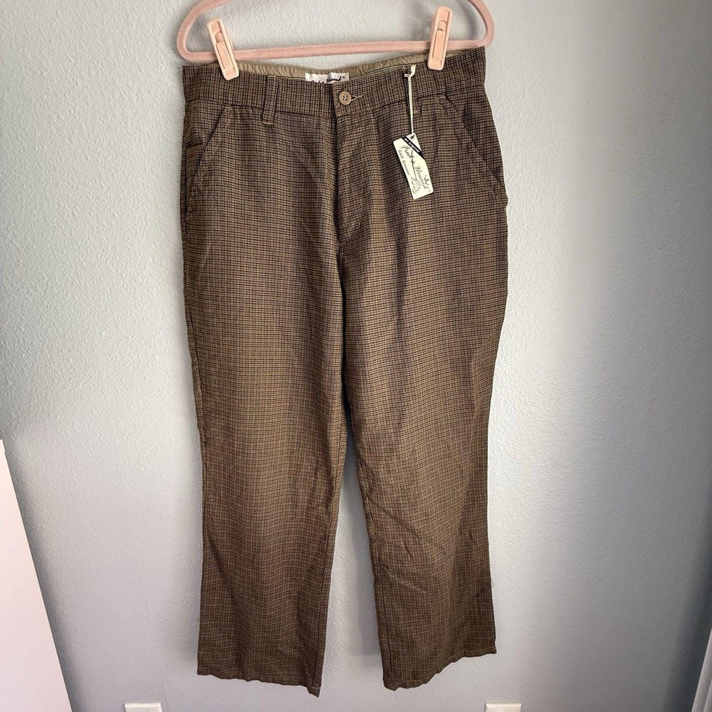 Vintage Fred & Howard California Groovin' Brown Houndstooth Pants Sz 34 70s/80s